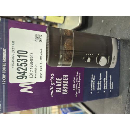 Mr. Coffee 12-Cup Automatic Blade Mill Grinder - Black