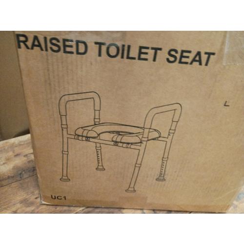 HOMLAND Toilet Seat Riser for Seniors with Adjustable Height & Width, 400lb | Padded Seat, Durable Aluminum Frame, Slip-Resistant Feet, Handicap Elevated Raised Toilet Seat for Elderly, Fit Most Toilet