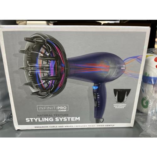 INFINITIPRO BY CONAIR Hair Dryer with Innovative Diffuser | Enhances Curls and Waves while Reducing Frizz | Dark Blue | Packaging May Vary