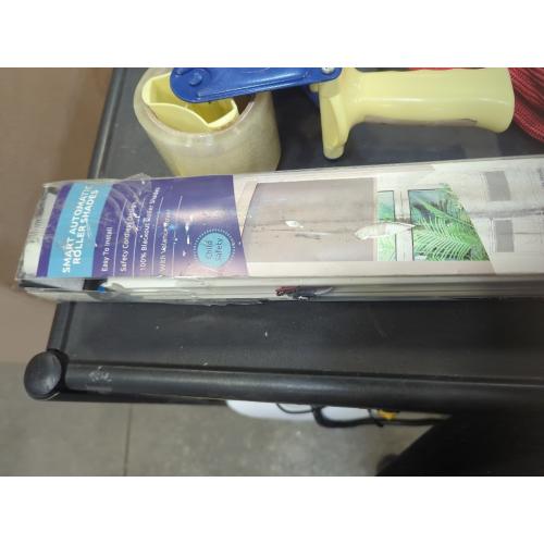 Color White Smart Motorized Blinds with Remote, No Drill Automatic Roller Shades for Indoor Windows, Blackout Linen Fabric, Electric Blinds for Windows, Weave Swan