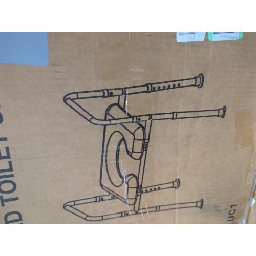 White and Grey Toilet Seat Riser for Seniors, Raised Toilet Seat with Handles, Adjustable Height & Width, 400lb Handicap Elevated Toilet Seat, Fit Any Toilet