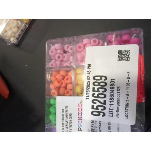 Giant Crayon Bead Box, Pony Beads with Smooth Surface Craft Assortment Colors (6x 9mm/18colors/1800 beads)