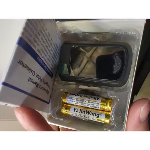 Fingertip Pulse Oximeter Blood Oxygen Monitor Pulse Ox, Heart Rate and Fast Spo2 Reading Oxygen Meter with OLED Screen Included Batteries and Lanyard