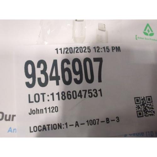 Anker Size 10' Bio-Braided Lightning to USB-C ECO Friendly Fast Charging Cable - White