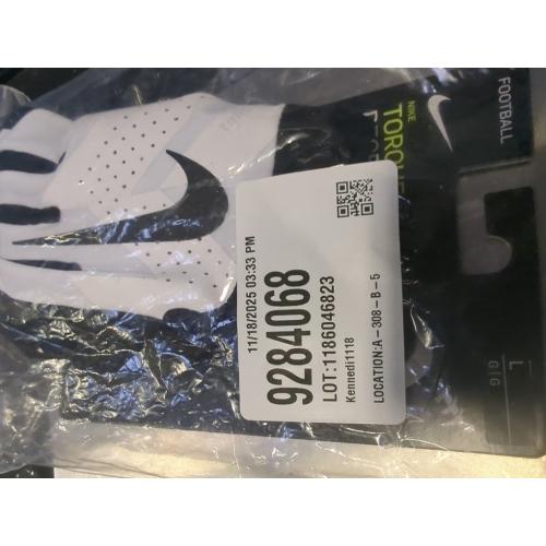 Size L Black and White Nike Youth Torque 2.0 Receiver Gloves