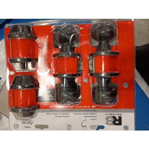 RELIABILT Baron Antique Bronze Exterior Single-cylinder deadbolt Keyed Entry Door Knob Project Pack (2-Pack)