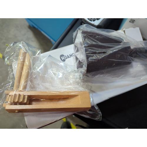 Nuanchu 10 Inch Cowbell Noise Makers for Sport Event Steel Cowbell with Handle and 2 Pcs Wooden Spinning Rattle Ratchet Traditional Matraca Toy Cheering Bell for Baseball Game Party Sport Drum(Brown)