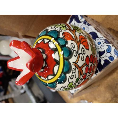 Pomegranate Armenian Ceramic Vase for Flowers Red Decor Israel Ceramic Jewish Home Blessing. Judaica Gifts for tthe Home.