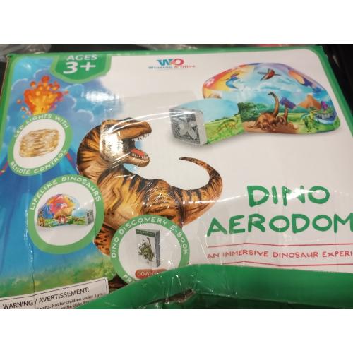 W&O Dino Aerodome with LED Lights - Inflatable Jurassic Fort for Kids Aged 3-12, Inflates in Seconds Creating an Immersive Dinosaur Experience (Fan Not Included)