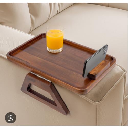 Smart Design Acacia Wood Armrest Tray Brown