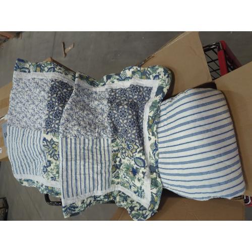 Cotton Bedspread Quilt Bedding Sets 3 Pieces Reversible Coverlet Sets Comforters Vintage Floral Patchwork Blue Bedspread (Blue Vintage Floral, Queen Size)