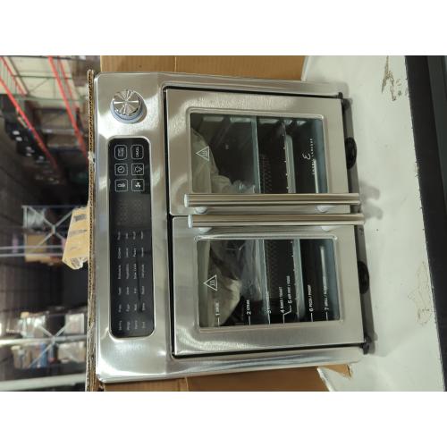 Silver Emeril Lagasse Extra Large French Door Air Fryer Toaster Oven Combo, 24 Cooking Functions and Digital Controls, 7 Accessories Included, Stainless Steel Finish, 26QT Capacity