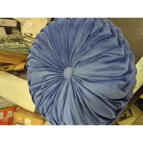 product New, damage box Round Throw Pillow Round Velvet Pillow Home Decoration Pleated Round Filled Pillow Cushion for Couch Chair Bedroom Car Floor (Dark Blue)