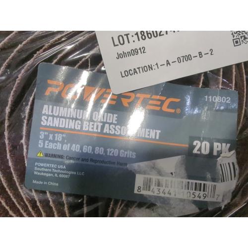 Pack of 20 Size 3 in. x 18 in. 40/60/80/120-Grits Aluminum Oxide Sanding Belts Assortment for Portable Belt Sander (20-Pack)