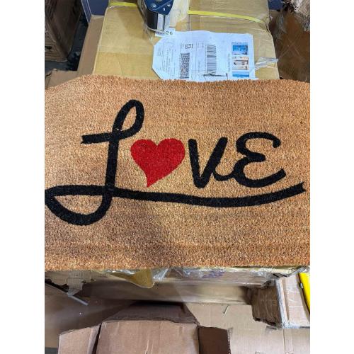 COCO MATS 'N MORE Coco Coir Door Mat – Heavy Duty Outdoor Mat, Non-Slip Welcome Mat with Vinyl Backing, Front Porch Door Mat with Tough Coir Bristles (18 x 30 | Love Heart)