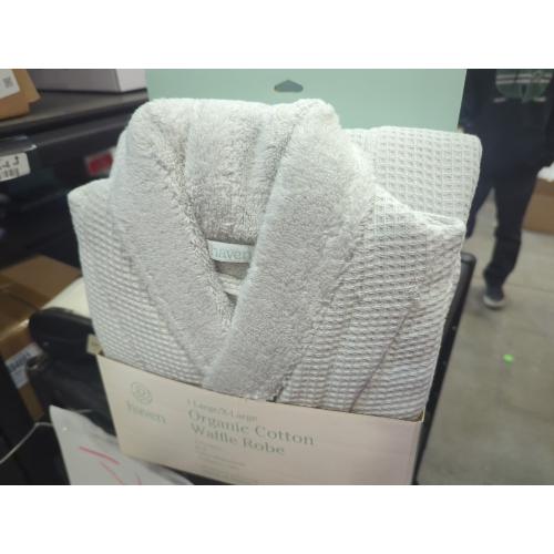 Size Large / X large Color Grey Haven Waffle Large/X-Large Organic Cotton Robe in Lunar Rock