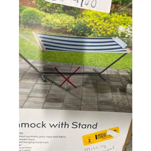 Style Selections Lexington Stripe Ocean Blue Quilted Hammock with Stand - missing parts