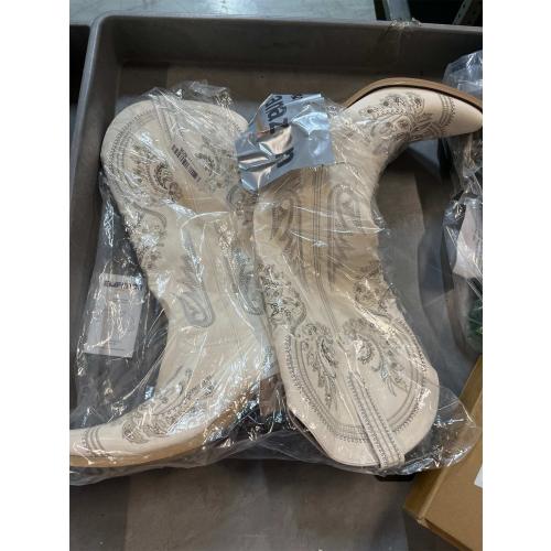 Western Cowboy Boots for Women Embroidered Rhinestones Knee High Cowgirl Boots Pointed Toe Chunky Heel Fashion Retro Classic Tall Boot SIZE 8