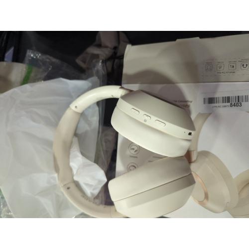 LORELEI B-C6 Wireless Over Ear Headphones, 50H Playtime Foldable Lightweight Bluetooth Headsets, Deep Bass, Built-in Microphone, Memory Foam Earmuff, for Travel, Home Office (Beige White)