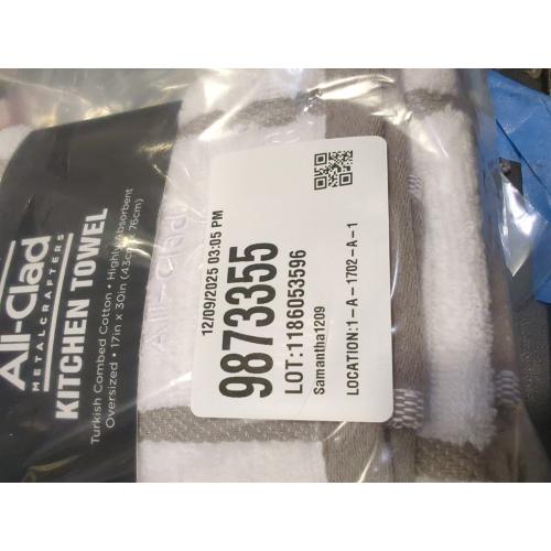 All-Clad Checked Kitchen Towel: Highly Absorbent, Super Soft Long Lasting - 100% Cotton, 17x30 Tea Towel for Cleaning & Drying Dishes, Pans, Glassware, or Countertops, (3-Pack), Titanium Gray