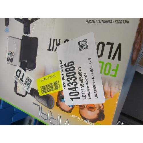 DigiPower Follow ME #GoViral Vlogging Kit for Cameras & Phones | with Microphone, 36 LED Light, Smartphone Grip, Wireless Shutter Remote, Tripod | Vlogging Equipment for YouTube, Instagram & Tiktok