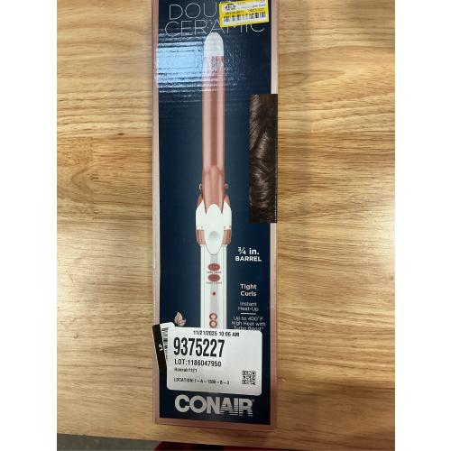 Conair Double Ceramic 3/4-Inch Curling Iron, ¾-Inch Barrel Creates Tight Curls, Hair Curler for Use on Short, Medium, and Long Hair, White