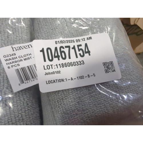 Set of 6 Color Grey wash cloth harbor mist