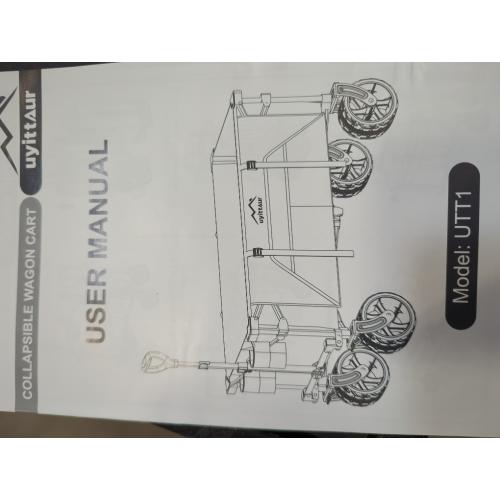 Light Blue Collapsible Wagon Cart Heavy Duty Foldable, Folding Beach Wagon with Big Wheels for Sand, Utility Grocery Cart with Side Pocket and Brakes for Sports Outdoor Activities, Light Blue