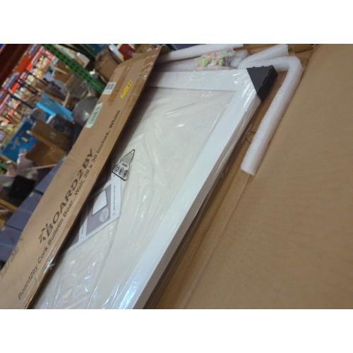 Board2by White Cork Board Bulletin Board with Linen, Wood Framed 30 x 20 Corkboard, Office Board for Wall Decor, Wall Mounted Pin Board Picture Board with 20 Pushpins for School, Home & Office