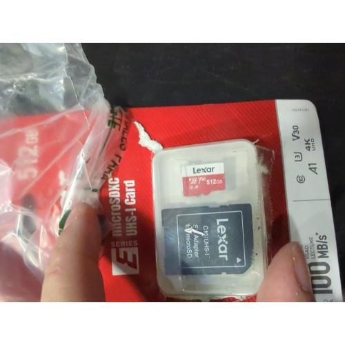 Lexar E-Series 512GB Micro SD Card, microSDXC UHS-I Flash Memory Card with Adapter, 100MB/s, C10, U3, A1, V30, Full HD, 4K UHD, High Speed TF Card