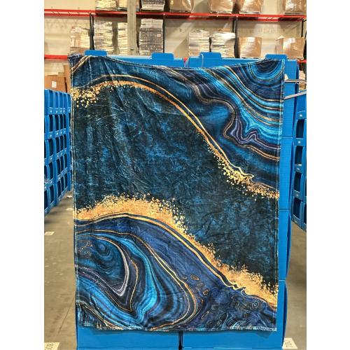 Perinsto Blue Painted Marble Throw Blanket Ultra Soft Warm All Season Marbling Painting Decorative Fleece Blankets for Bed Chair Car Sofa Couch Bedroom