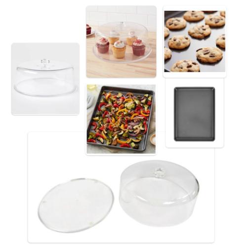 Wilton Ultra Bake Professional 12 x 16 Nonstick Large Baking Pan & 12 Plastic Cake Tray with Lid - Room Essentials™: BPA-Free Round Dessert & Bakery Tray, Dishwasher-Safe, Clear ( has an imperfection on plastic tray)