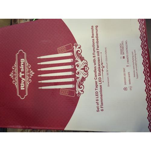 6 Pcs Burgundy Flameless Taper Candles with Remote, 10 White Battery Operated Led Candlesticks with Flickering 3D Flame, Fake Taper Candles for Halloween Anniversaries Dinner Home Décor