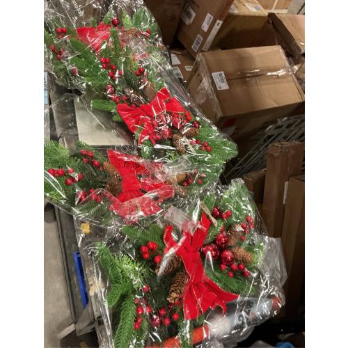 Lyrow 4 Pack Christmas Artificial Swags 24 Xmas The Cordless Prelit Stairway Swag Teardrop Trim Wreath Door Stair Garland Christmas Decoration for Outdoor Home Garden Decor(Blue,Novel Style)