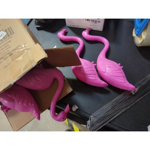 JOYIN 6 PACK Small Yard Flamingos Ornament Stakes, Mini Pink Flamingo Yard Decorations, Mini Lawn Plastic Flamingo Statue with Rubber Coating Metal Legs for Outdoor, Garden, Luau Party Gift (3-10IN)