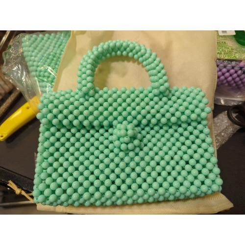 YUSHINY Women Acrylic Beaded Clutch Macaron Color Message Bag with Strap for Wedding Evening Party