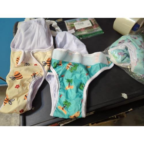 Size M-L 3 Pack Washable Female Dog Diaper Onesie Sanitary Pantie with Adjustable Suspender, Reusable Fixed Doggie Diapers, Super Absorbent Leakproof for Small Medium Large Dog in Heat Cycle