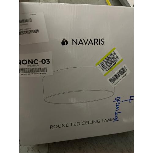 Navaris Flush Mount Ceiling Light - 15.75 Diameter Drum Lamp Shade LED Fixture with Remote Control for Bedroom, Living Room, Kitchen - White