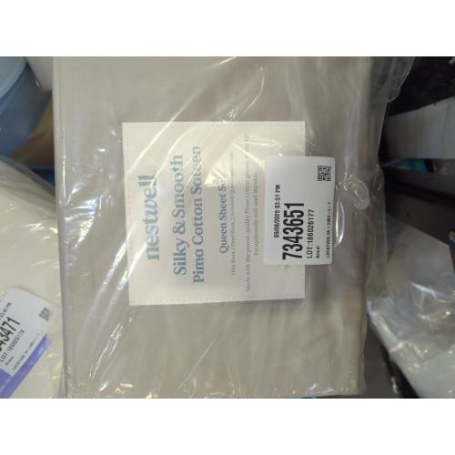 Nestwell Pima Cotton Sateen 500-Thread-Count Queen Sheet Set in Dove