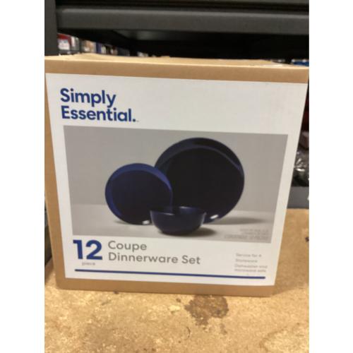 Gibson Simply Essential Coupe 12-Piece Blue Round Stoneware Dinnerware Set