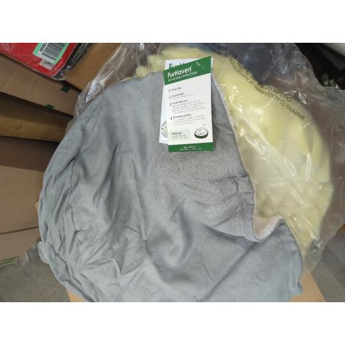 Furhaven 26 Round Orthopedic Dog Bed for Medium/Small Dogs w/ Removable Washable Cover, For Dogs Up to 30 lbs - Sherpa & Suede Snuggery - Gray, 26-inch