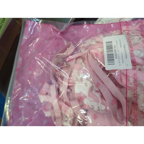 Small Kaei&Shi Bridal Lingerie,Floral Lace Ruffle Garter Lingerie Set,3 Piece Bachelorette Outfit For Bride Wedding Night Honeymoon