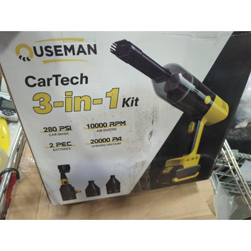 Car Vacuum Portable Cordless - CarCraftKit 3-in-1 Kit, Pressure Washer, Air Duster, with 2x25000mAh Battery, 20000PA Car Vacuum Cleaner, 10000 RPM Air Duster, 280 PSI High Power Pressure Washer Easy
