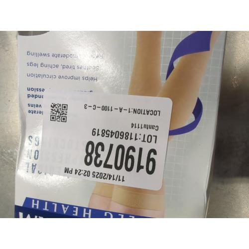 Truform 20-30 mmHg Compression Stockings for Men and Women, Thigh High Length, Dot-Top, Open Toe, Beige, Medium