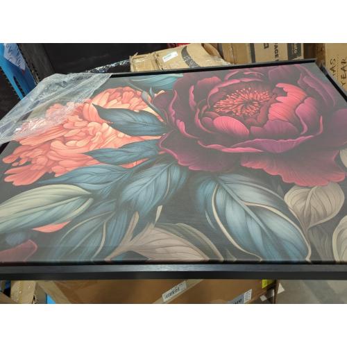 Kate and Laurel Sylvie Dark Academia Floral in Rich Jewel Tones Framed Canvas Wall Art by The Creative Bunch Studio, 31.5x41.5 Black, Modern Colorful Flower Art for Wall