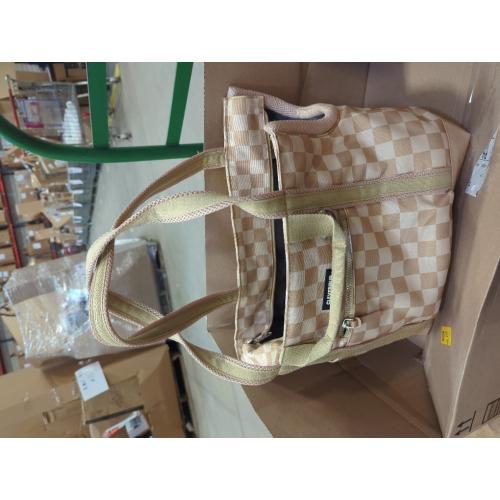 Transit Tote Dog Carrier 4-Piece Set - Premium Lightweight Pet Travel Bag with Plush Teddy Insert, Food Pouch, Air Mesh Opening, Water-Resistant Base & Safety Tether - Medium Checkerboard