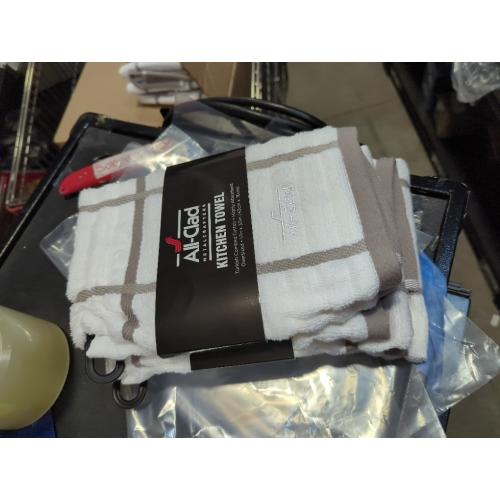 All-Clad Checked Kitchen Towel: Highly Absorbent, Super Soft Long Lasting - 100% Cotton, 17x30 Tea Towel for Cleaning & Drying Dishes, Pans, Glassware, or Countertops, (3-Pack), Titanium Gray