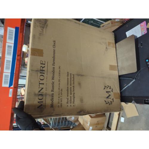 Tangkula 25.6  Inch Round Wall Clock, Farmhouse Large Wall Clock with Roman Numerals, Come with AA Battery, Wooden Rustic Clock Hanging for Home Office (Bronze Brown)