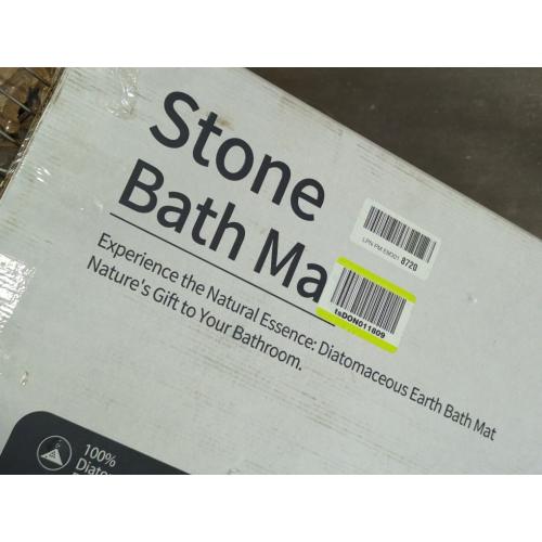 (White) Stone Bath Mat Diatomaceous Earth Shower Mat Non-Slip Super Absorbent Diatomite Stone Bath Mats for Bathroom Floor Quick Drying Natural Easy to Clean(23.6''×15.4 White)