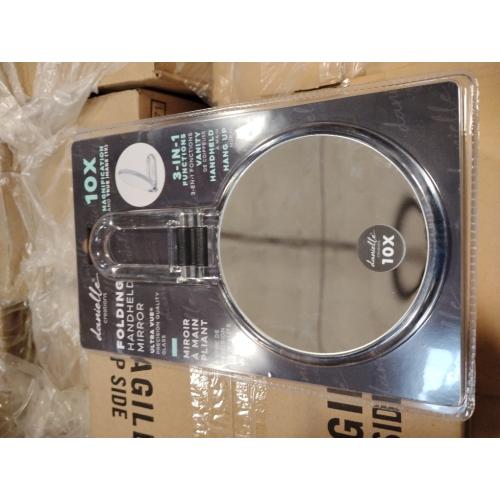 Danielle Creations 5.5-Inch Folding 2-Sided Hand Mirror, 10x Magnification, Acrylic